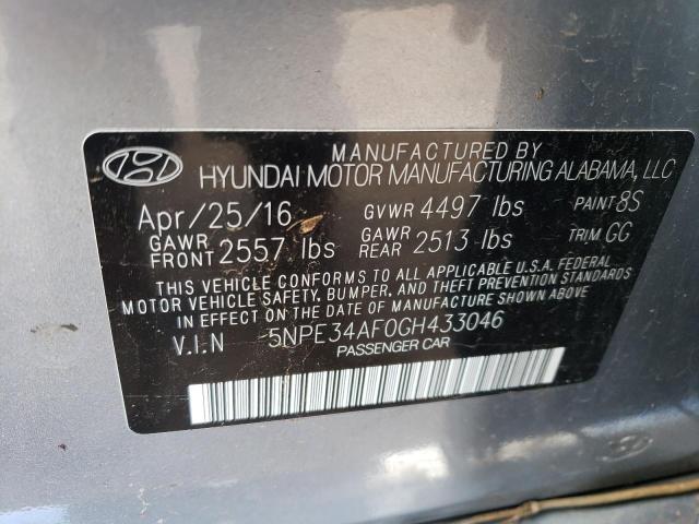 5NPE34AF0GH433046 - 2016 HYUNDAI SONATA SPO SILVER photo 10