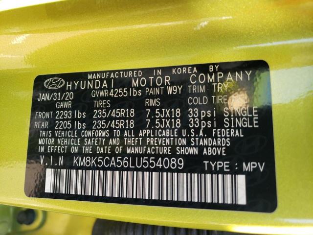 KM8K5CA56LU554089 - 2020 HYUNDAI KONA ULTIM GREEN photo 10