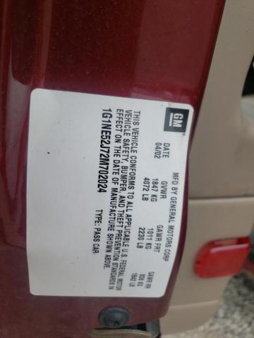 1G1NE52J72M702024 - 2002 CHEVROLET MALIBU LS MAROON photo 10