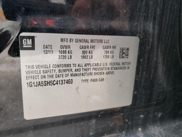 1G1JA5SH5C4137460 - 2012 CHEVROLET SONIC LS BLACK photo 10