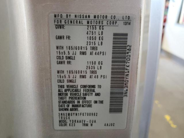 3N63M0YN1FK700982 - 2015 CHEVROLET CITY EXPRE Күміс фото 10