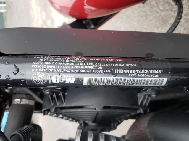 1HD4NBB18JC510048 - 2018 HARLEY-DAVIDSON XG750 RED photo 10