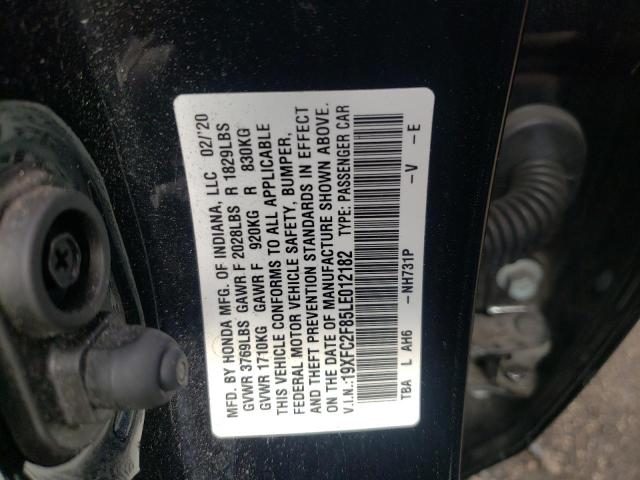 19XFC2F85LE012182 - 2020 HONDA CIVIC SPOR BLACK photo 10