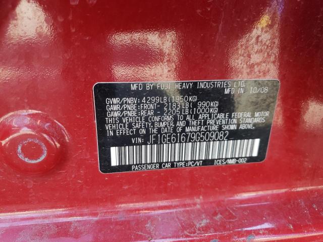 JF1GE61679G509082 - 2009 SUBARU IMPREZA 2. RED photo 10