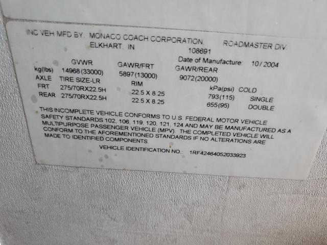 1RF42464052033923 - 2005 ROADMASTER RAIL MONOCOQUE Beige photo 10