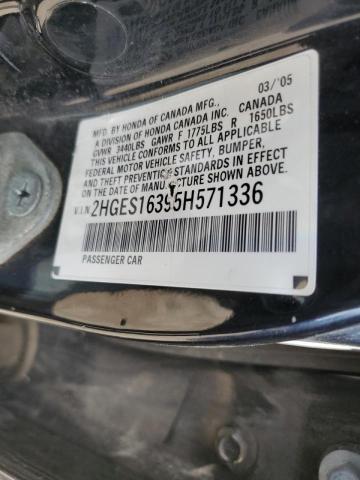 2HGES16395H571336 - 2005 HONDA CIVIC DX V BLUE photo 10