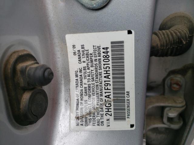 2HGFA1F91AH510844 - 2010 HONDA CIVIC EXL Gümüş foto 10