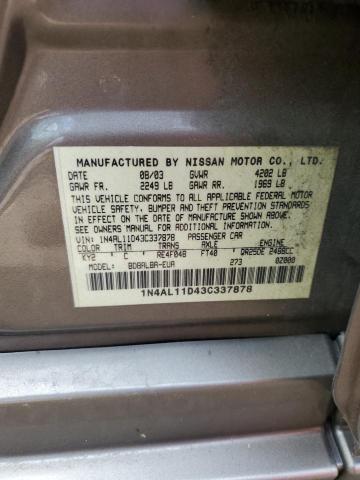 1N4AL11D43C337878 - 2003 NISSAN ALTIMA BASE  photo 10