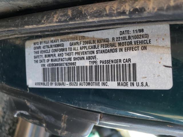 4S3BG6859X7629992 - 1999 SUBARU LEGACY OUT GREEN photo 10