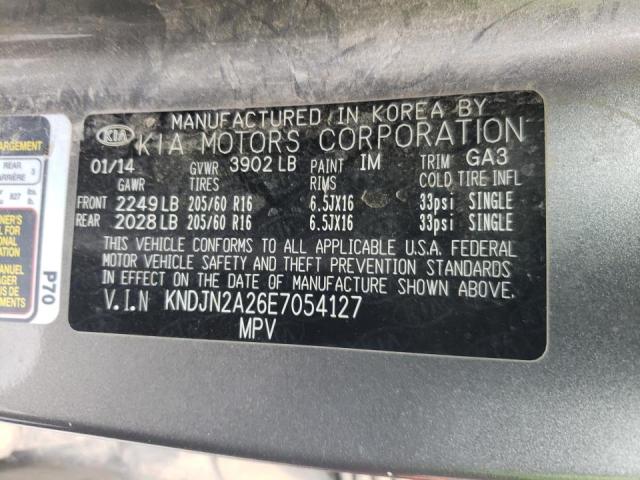 KNDJN2A26E7054127 - 2014 KIA SOUL GRAY photo 10