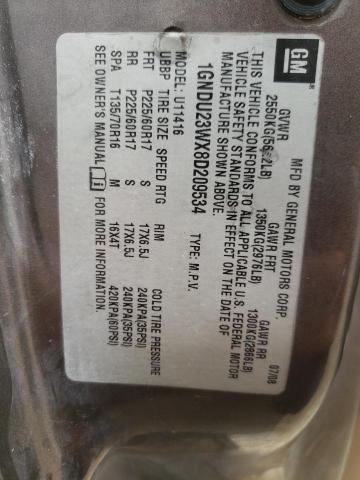 1GNDU23WX8D209534 - 2008 CHEVROLET UPLANDER L Qəhvəyi foto 10