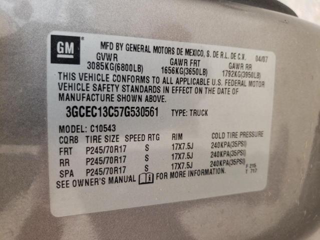 3GCEC13C57G530561 - 2007 CHEVROLET SILVERADO GRAY photo 10