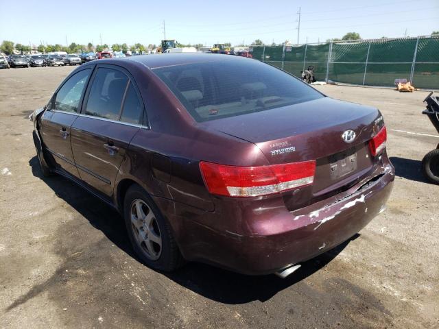 5NPEU46F26H047720 - 2006 HYUNDAI SONATA GLS MAROON photo 3