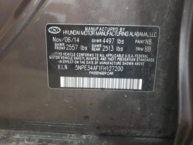 5NPE34AF1FH127200 - 2015 HYUNDAI SONATA SPO CHARCOAL photo 10