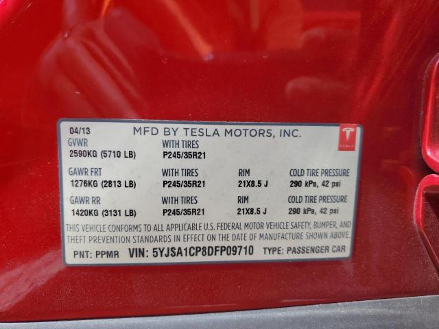 5YJSA1CP8DFP09710 - 2013 TESLA MODEL S Կարմիր լուսանկար 10