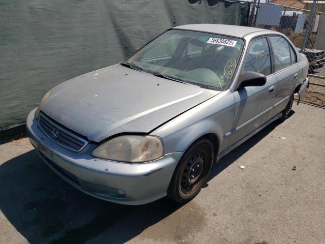 2HGEJ6612YH539167 - 2000 HONDA CIVIC BASE TEAL photo 2