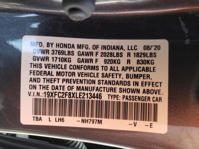 19XFC2F8XLE213446 - 2020 HONDA CIVIC SPOR GRAY photo 10