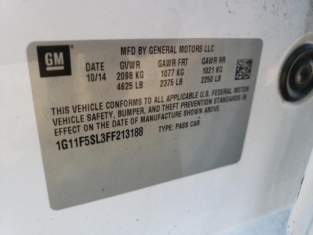 1G11F5SL3FF213188 - 2015 CHEVROLET MALIBU LTZ თეთრი ფოტო 10