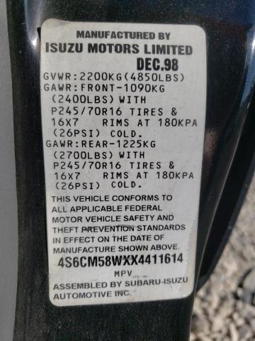 4S6CM58WXX4411614 - 1999 HONDA PASSPORT E 黑色 照片 10