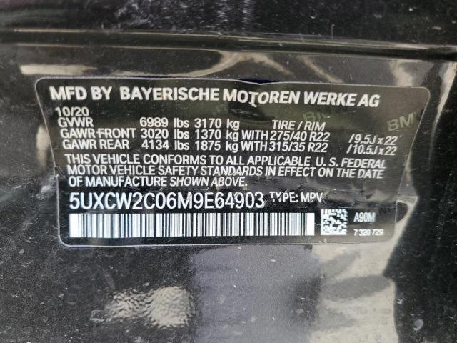 5UXCW2C06M9E64903 - 2021 BMW X7 XDRIVE4 BLACK photo 10