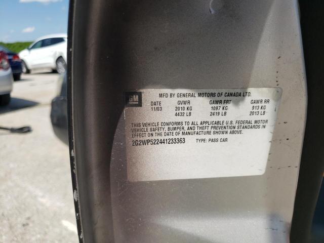 2G2WP522441233363 - 2004 PONTIAC GRAND PRIX Մոխրագույն լուսանկար 10