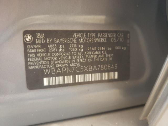 WBAPN7C5XBA780843 - 2011 BMW 335 D GRAY photo 10