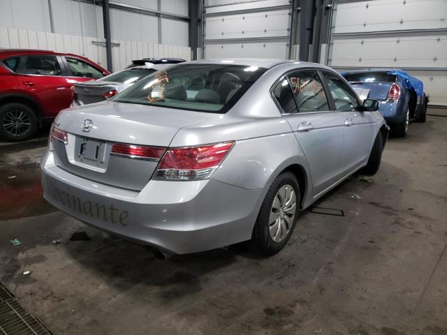 1HGCP2F33BA020649 - 2011 HONDA ACCORD LX SILVER photo 4