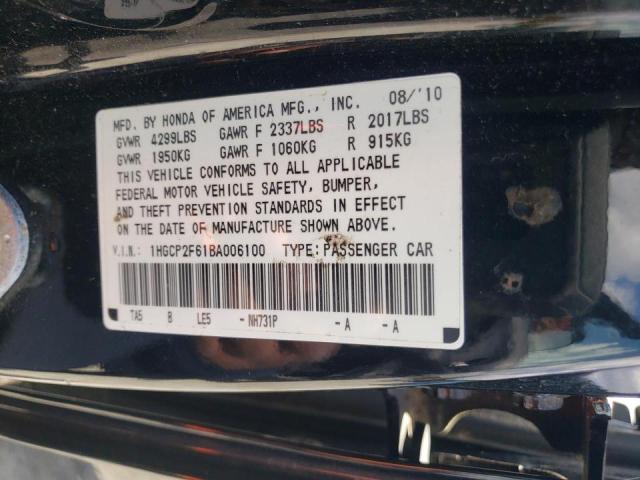 1HGCP2F61BA006100 - 2011 HONDA ACCORD SE BLACK photo 10