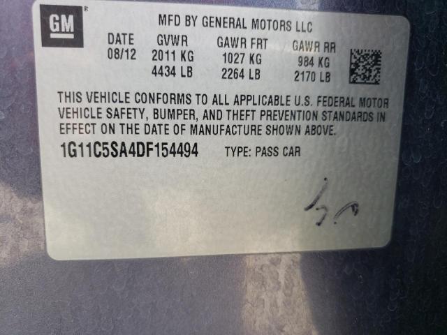 1G11C5SA4DF154494 - 2013 CHEVROLET MALIBU 1LT ლურჯი ფოტო 10