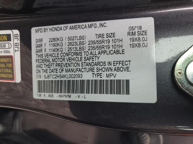 5J8TC2H54KL002093 - 2019 ACURA RDX TECHNOLOGY  photo 10