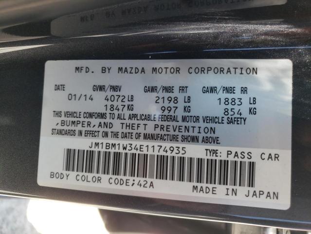 JM1BM1W34E1174935 - 2014 MAZDA 3 GRAND TO GRAY photo 10