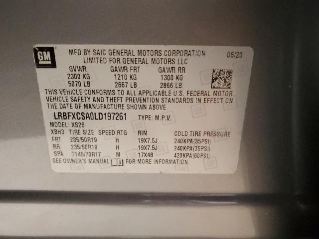 LRBFXCSA0LD197261 - 2020 BUICK ENVISION E GRAY photo 10