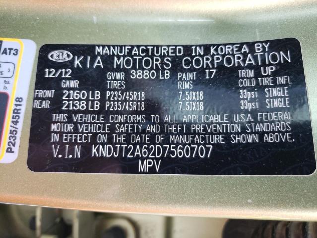 KNDJT2A62D7560707 - 2013 KIA SOUL + GREEN photo 10