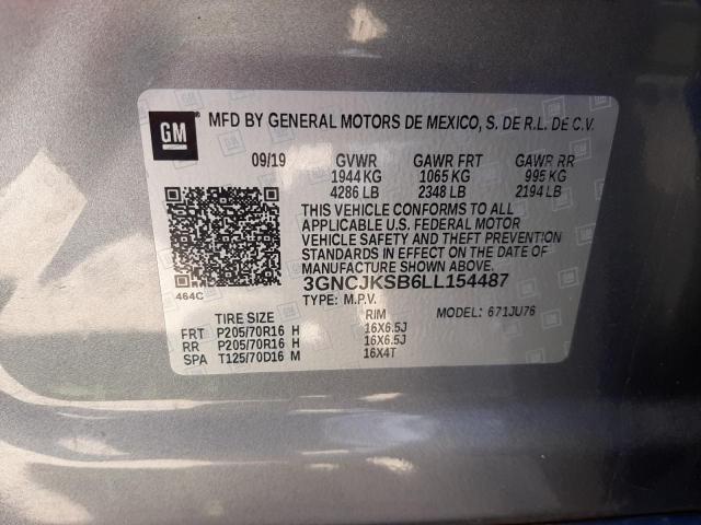 3GNCJKSB6LL154487 - 2020 CHEVROLET TRAX LS  photo 10