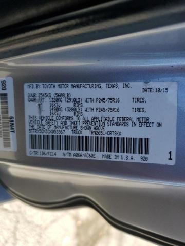 5TFRX5GN3GX053567 - 2016 TOYOTA TACOMA ACCESS CAB  ფოტო 10