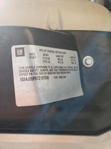 1G8AJ55F67Z187806 - 2007 SATURN ION LEVEL GOLD photo 10