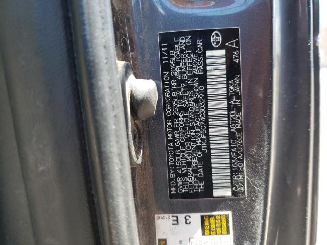 JTKJF5C74C3032910 - 2012 TOYOTA SCION TC ნაცრისფერი ფოტო 10