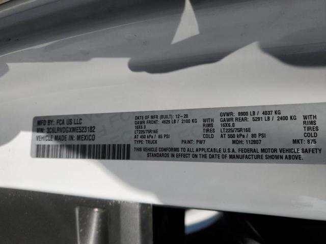 3C6LRVDGXME523182 - 2021 RAM PROMASTER 白色 照片 10