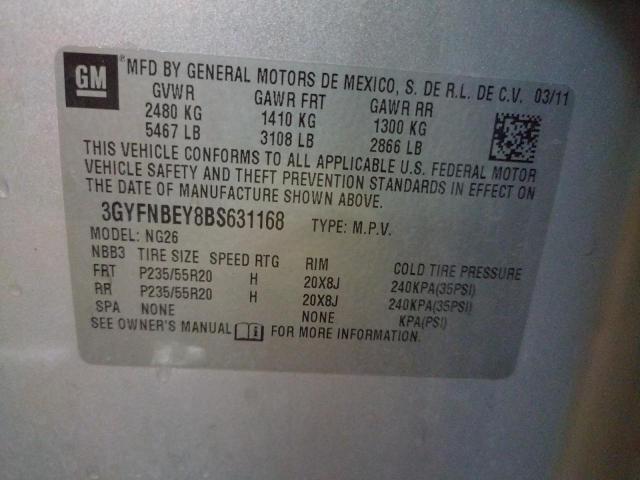 3GYFNBEY8BS631168 - 2011 CADILLAC SRX PERFOR 银色 照片 10