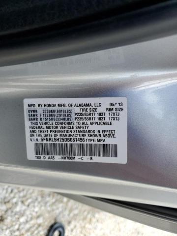 5FNRL5H25DB081456 - 2013 HONDA ODYSSEY LX SILVER photo 10