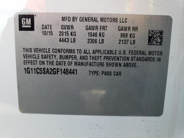 1G11C5SA2GF148441 - 2016 CHEVROLET MALIBU LIM 白色 照片 10