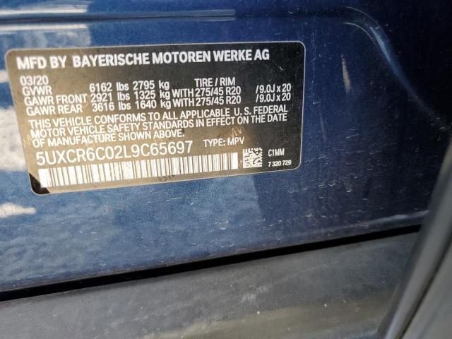 5UXCR6C02L9C65697 - 2020 BMW X5 XDRIVE4 蓝色 照片 10