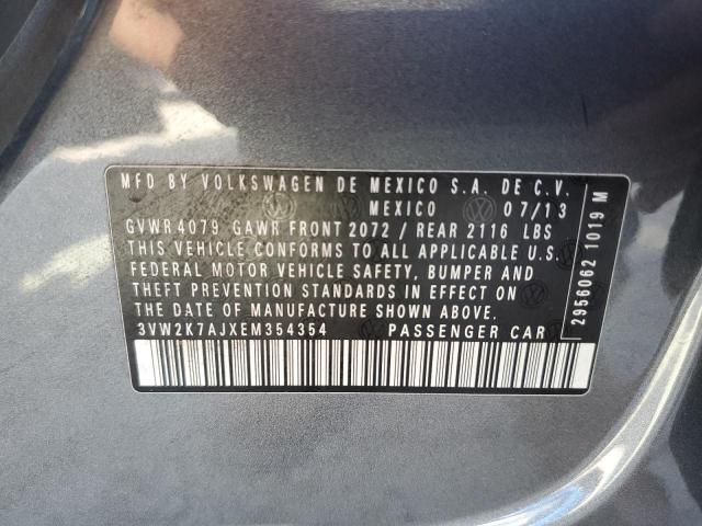 3VW2K7AJXEM354354 - 2014 VOLKSWAGEN JETTA BASE GRAY photo 10
