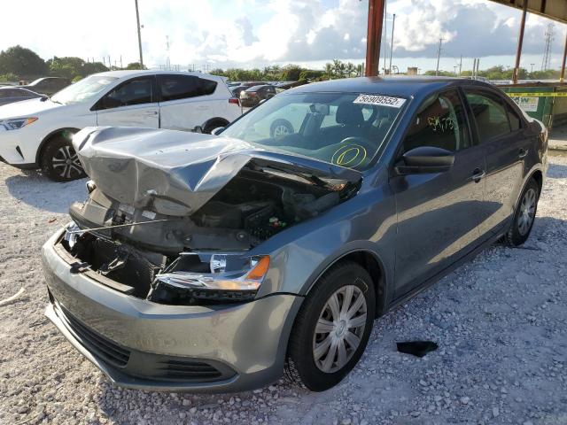 3VW2K7AJXEM354354 - 2014 VOLKSWAGEN JETTA BASE GRAY photo 2
