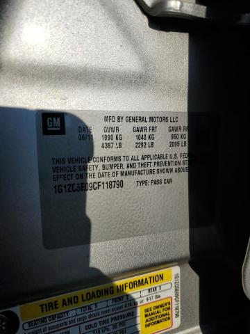 1G1ZC5E09CF118790 - 2012 CHEVROLET MALIBU 1LT ვერცხლისფერი ფოტო 10