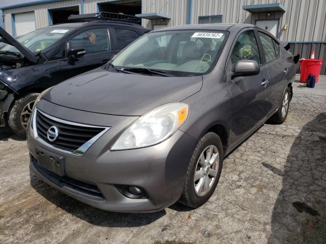 3N1CN7AP2CL824966 - 2012 NISSAN VERSA S GRAY photo 2