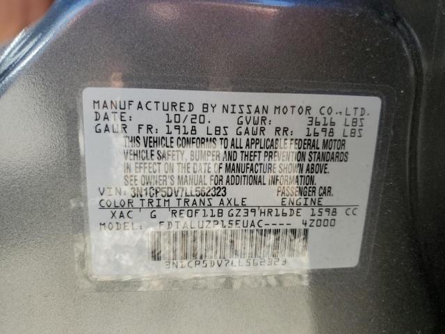 3N1CP5DV7LL562323 - 2020 NISSAN KICKS SR GRAY photo 10