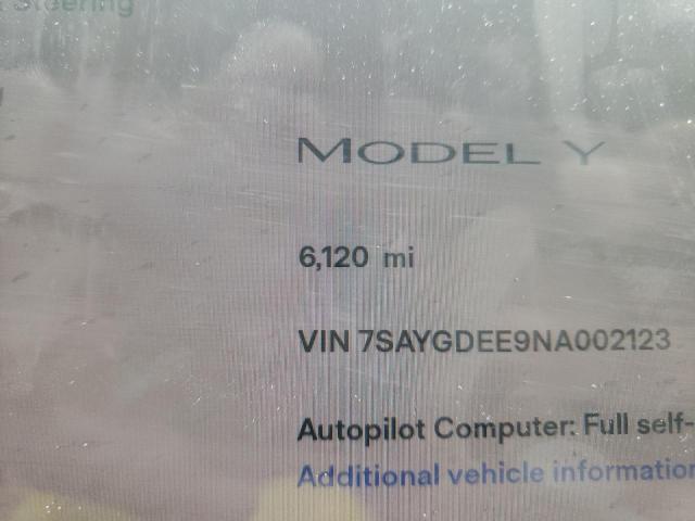 7SAYGDEE9NA002123 - 2022 TESLA MODEL Y فحمي صورة 8