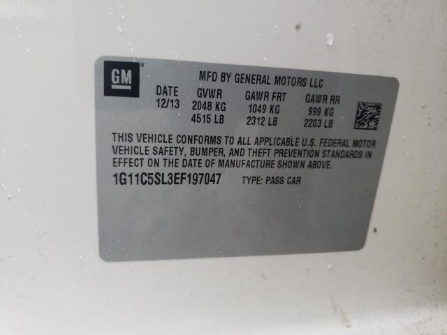 1G11C5SL3EF197047 - 2014 CHEVROLET MALIBU 1LT 白色 照片 10