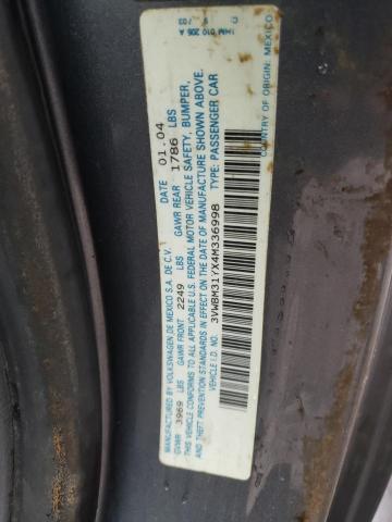 3VWBM31YX4M336998 - 2004 VOLKSWAGEN NEW BEETLE 灰色 照片 10